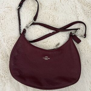 Coach Burgundy Harley Hobo Bag with pebbled leather